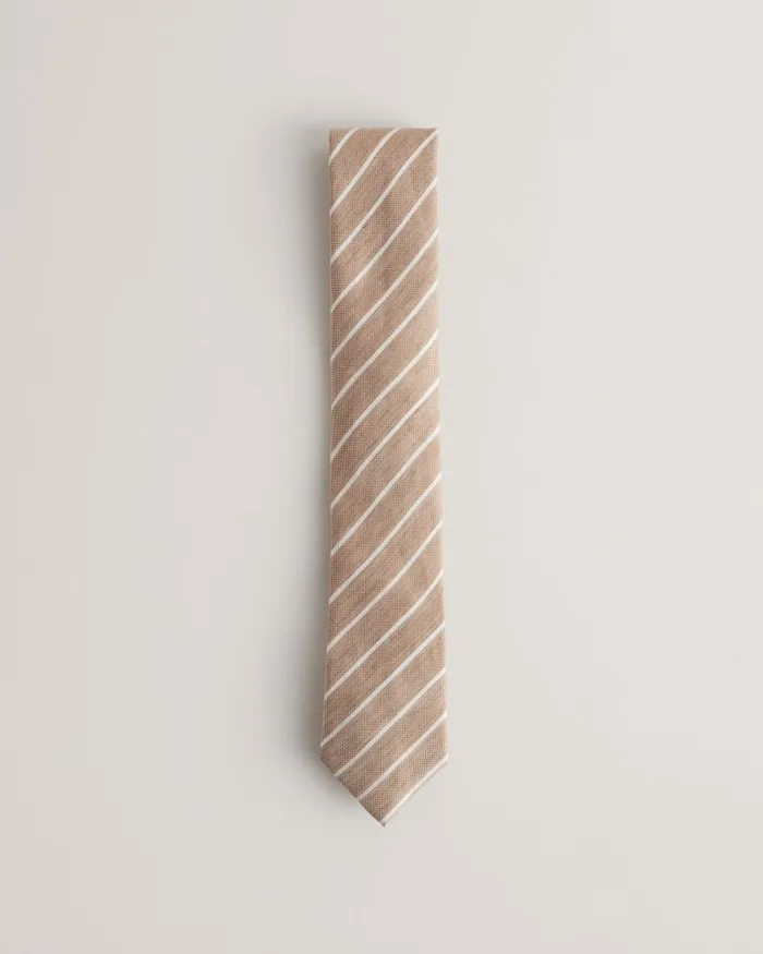 Men NIELS 8211 Pin Stripe Linen Silk Tie Stone Ted Baker Ties and Bowties