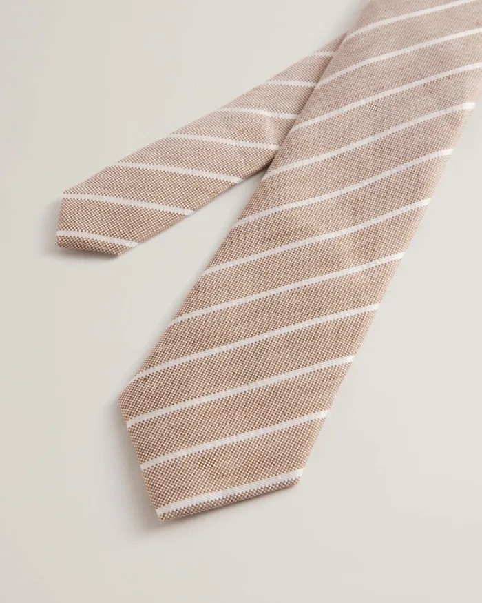 Men NIELS 8211 Pin Stripe Linen Silk Tie Stone Ted Baker Ties and Bowties