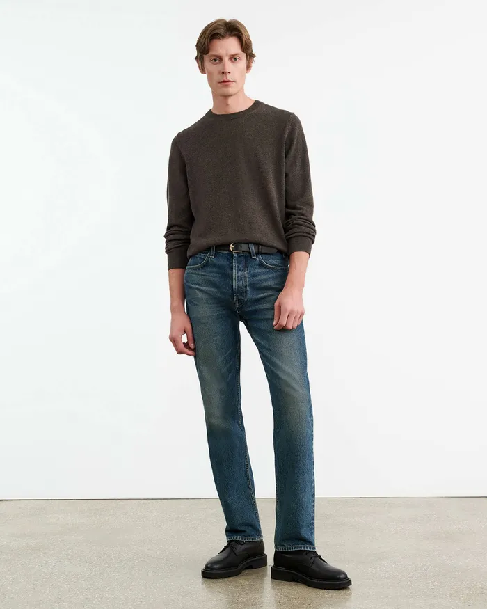 Men Nili Lotan JULIUS CASHMERE SWEATER Dark Umber Melange Sweaters