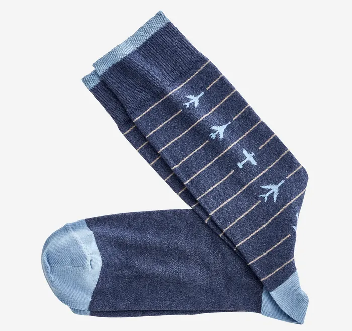 Men Novelty Socks Blue Airplane Socks Johnston and Murphy