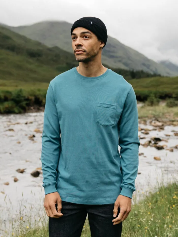 Men Orca Recycled Pocket Long Sleeve TShirt Ocean Storm Finisterre TShirts
