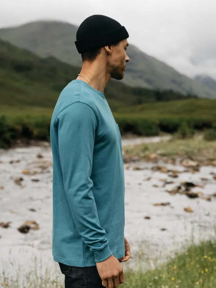 Men Orca Recycled Pocket Long Sleeve TShirt Ocean Storm Finisterre TShirts