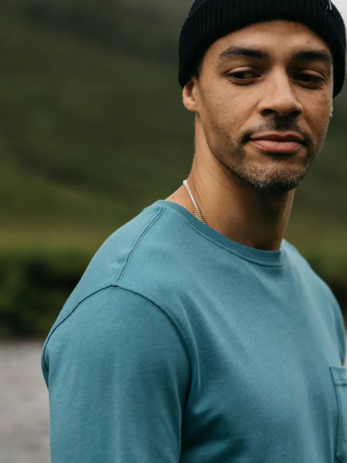 Men Orca Recycled Pocket Long Sleeve TShirt Ocean Storm Finisterre TShirts