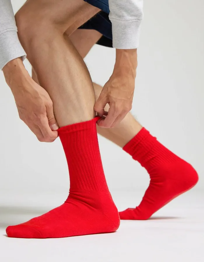 Men Organic Active Sock Scarlet Red Colorful Standard Socks and