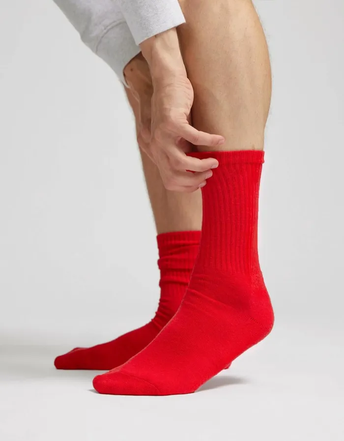Men Organic Active Sock Scarlet Red Colorful Standard Socks and