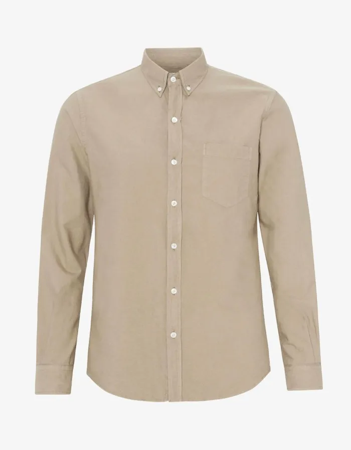 Men Organic Button Down Shirt Oyster Grey Colorful Standard Shirts