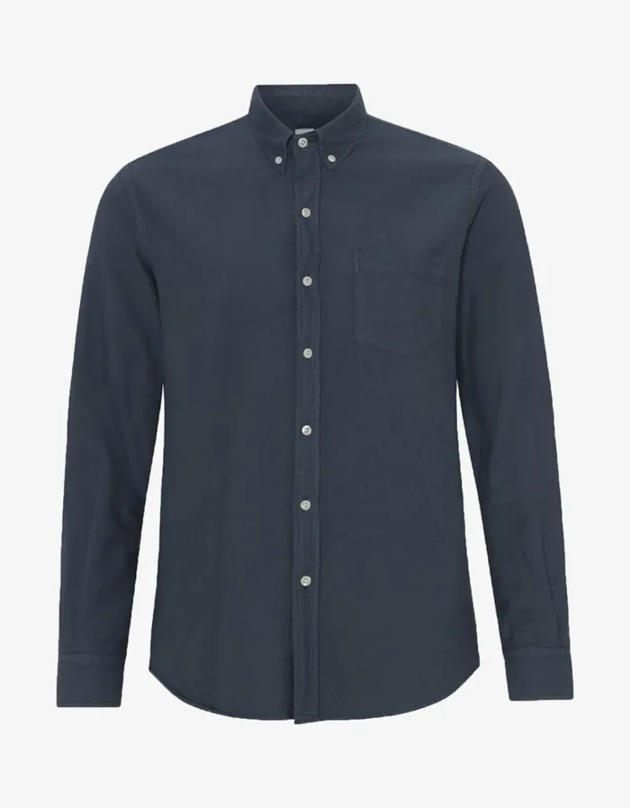 Men Organic Button Down Shirt Petrol Blue Colorful Standard Shirts