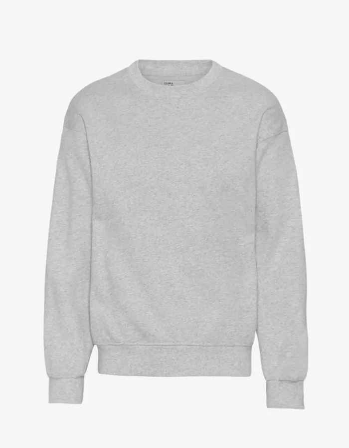 Men Organic Oversized Crew Heather Grey Colorful Standard Crewneck Sweatshirts