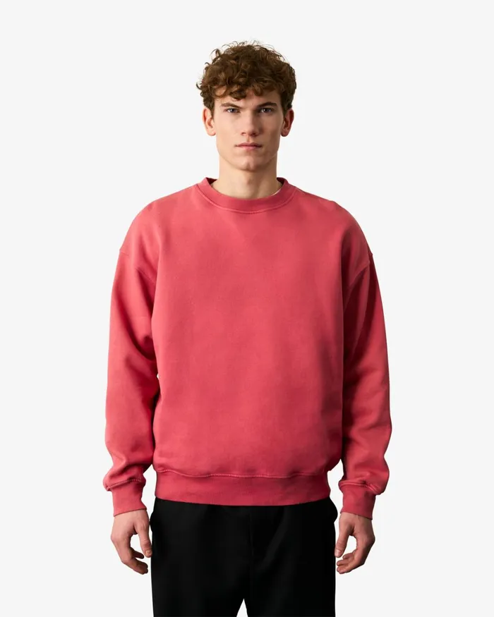 Men Organic Oversized Crew Heather Grey Colorful Standard Crewneck Sweatshirts