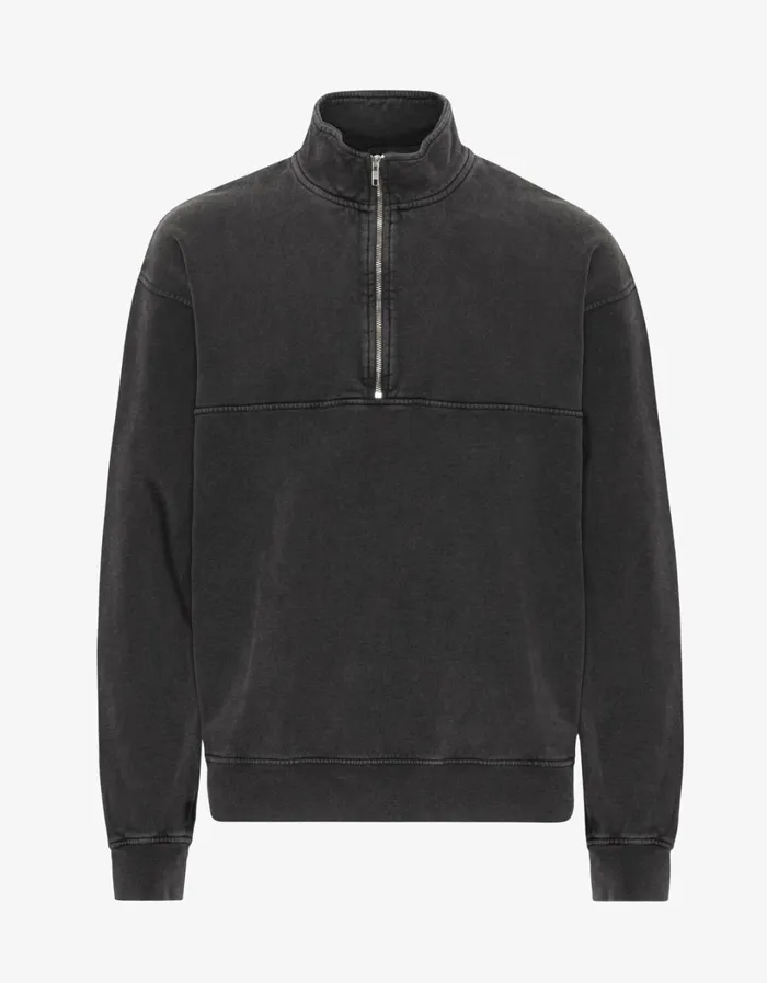Men Organic Quarter Zip Faded Black Colorful Standard Quarter Zips