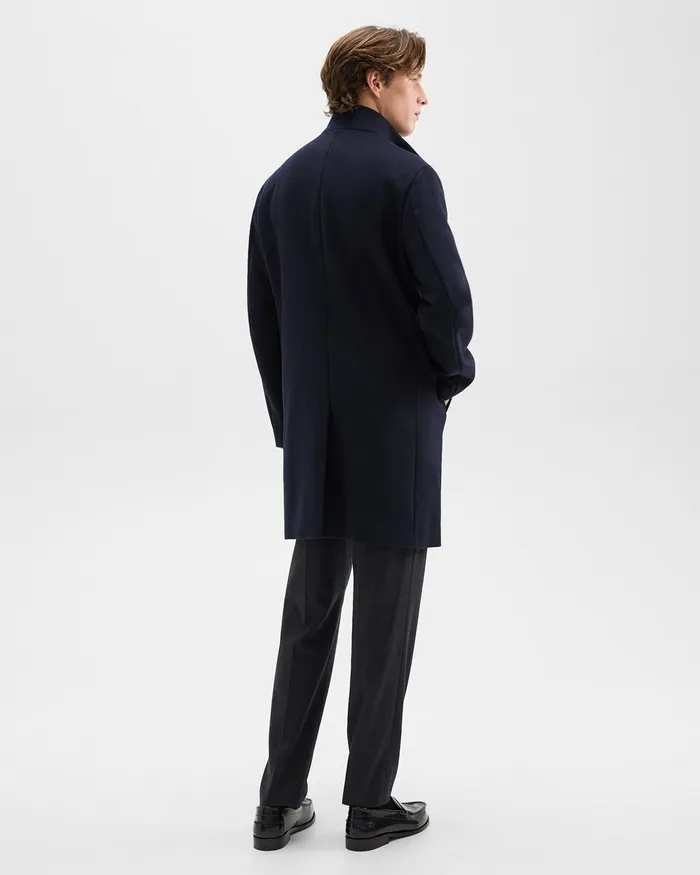 Men Outerwear Theory Belvin Coat In Recycled WoolBlend Melton Baltic