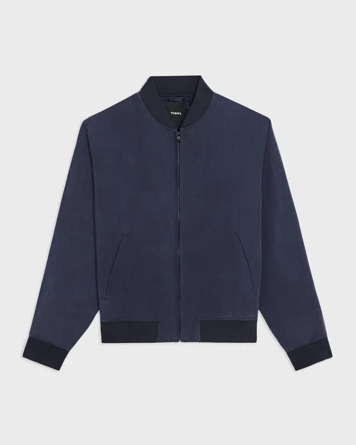 Men Outerwear Theory Bomber Jacket In Fluid Twill Baltic
