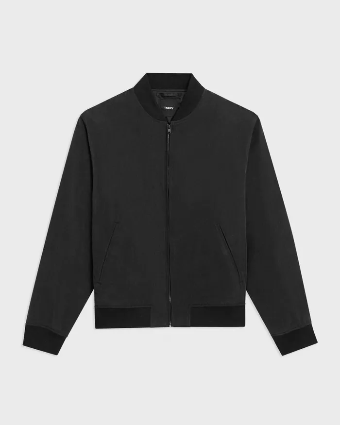 Men Outerwear Theory Bomber Jacket In Fluid Twill Black