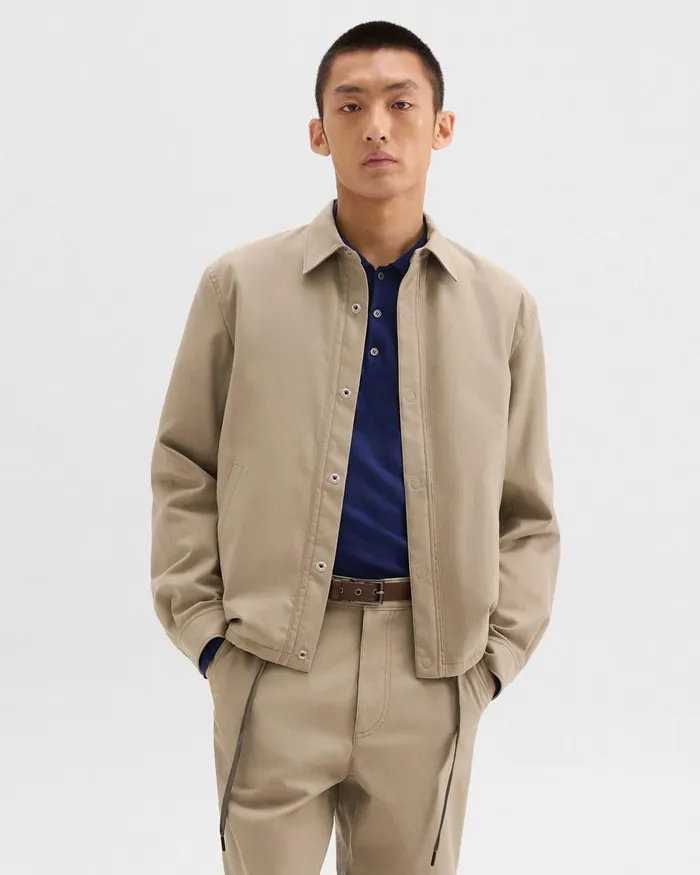 Men Outerwear Theory Coach Jacket In Gabardine Light Pavement