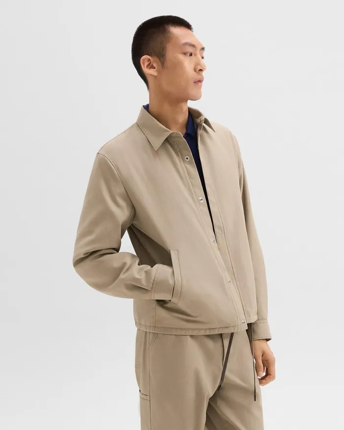 Men Outerwear Theory Coach Jacket In Gabardine Light Pavement