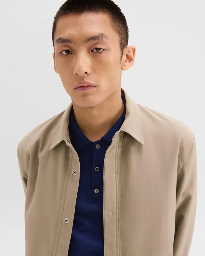 Men Outerwear Theory Coach Jacket In Gabardine Light Pavement