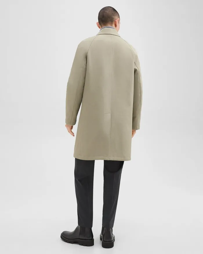 Men Outerwear Theory Overcoat In Cotton Twill Buff