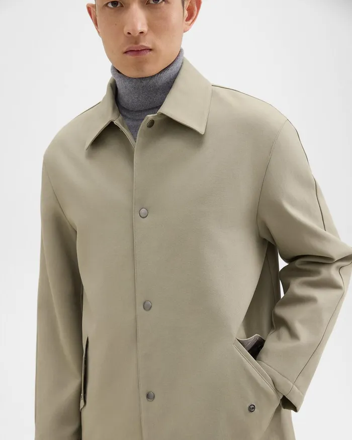 Men Outerwear Theory Overcoat In Cotton Twill Buff