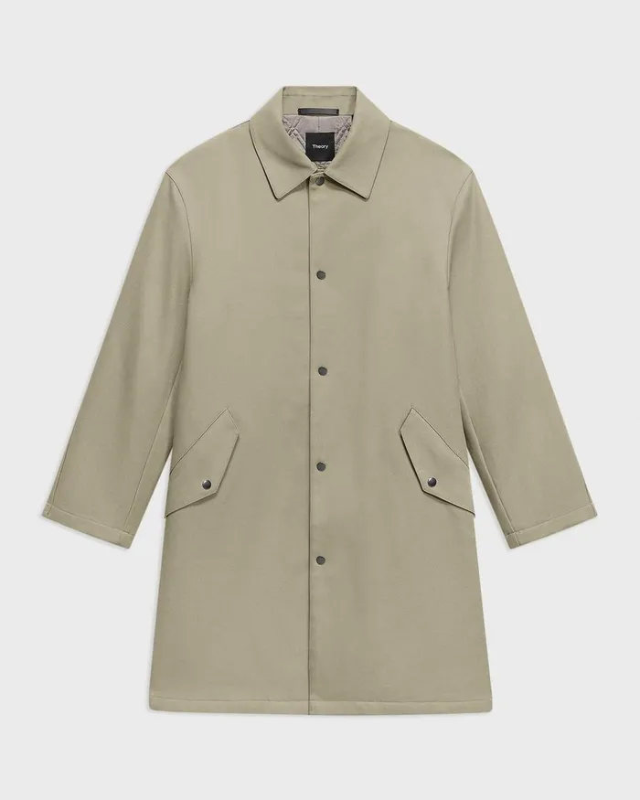 Men Outerwear Theory Overcoat In Cotton Twill Buff