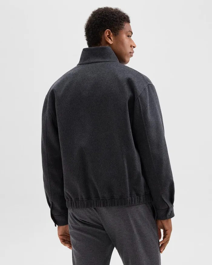 Men Outerwear Theory Straight Jacket In DoubleFace WoolCashmere Dark Charcoal Melange