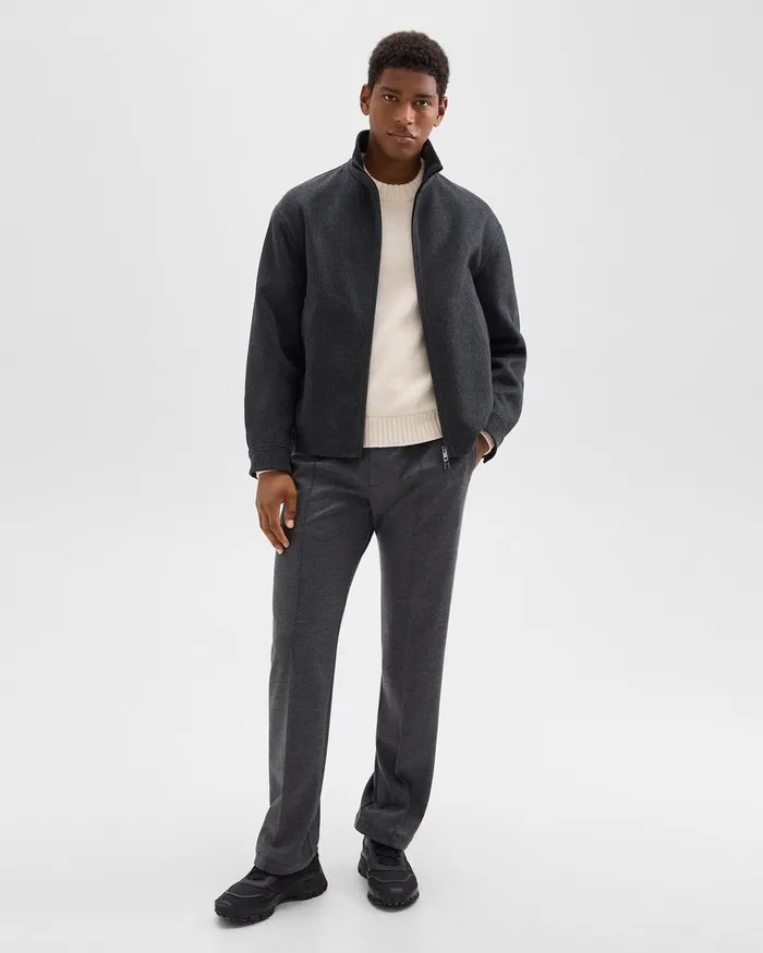 Men Outerwear Theory Straight Jacket In DoubleFace WoolCashmere Dark Charcoal Melange
