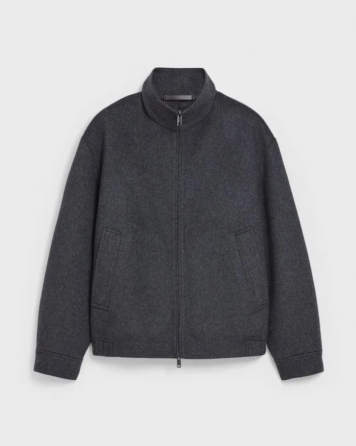 Men Outerwear Theory Straight Jacket In DoubleFace WoolCashmere Dark Charcoal Melange