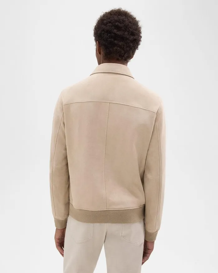 Men Outerwear Theory Wyatt Zip Jacket In Suede Sand