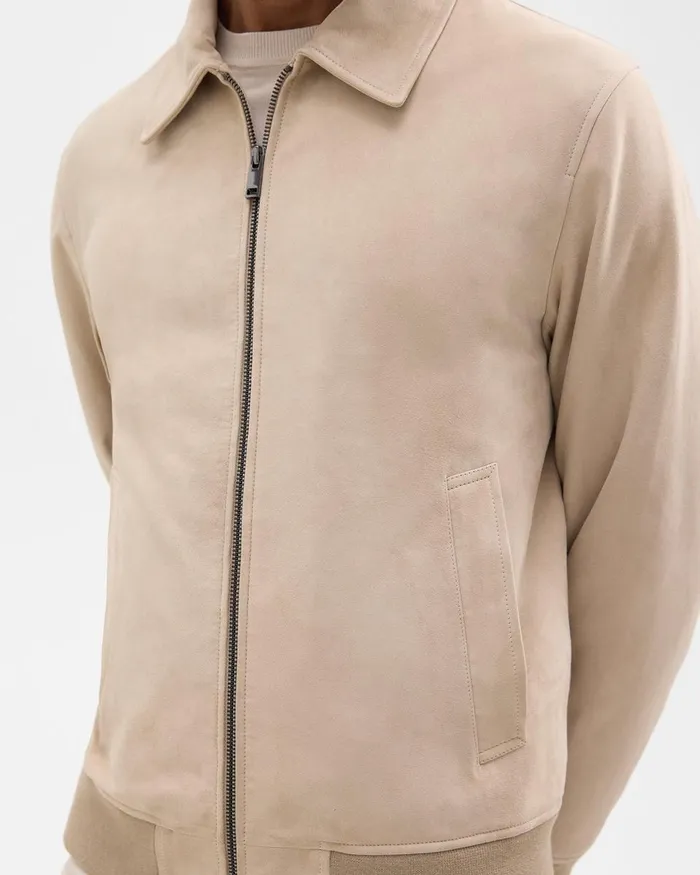 Men Outerwear Theory Wyatt Zip Jacket In Suede Sand