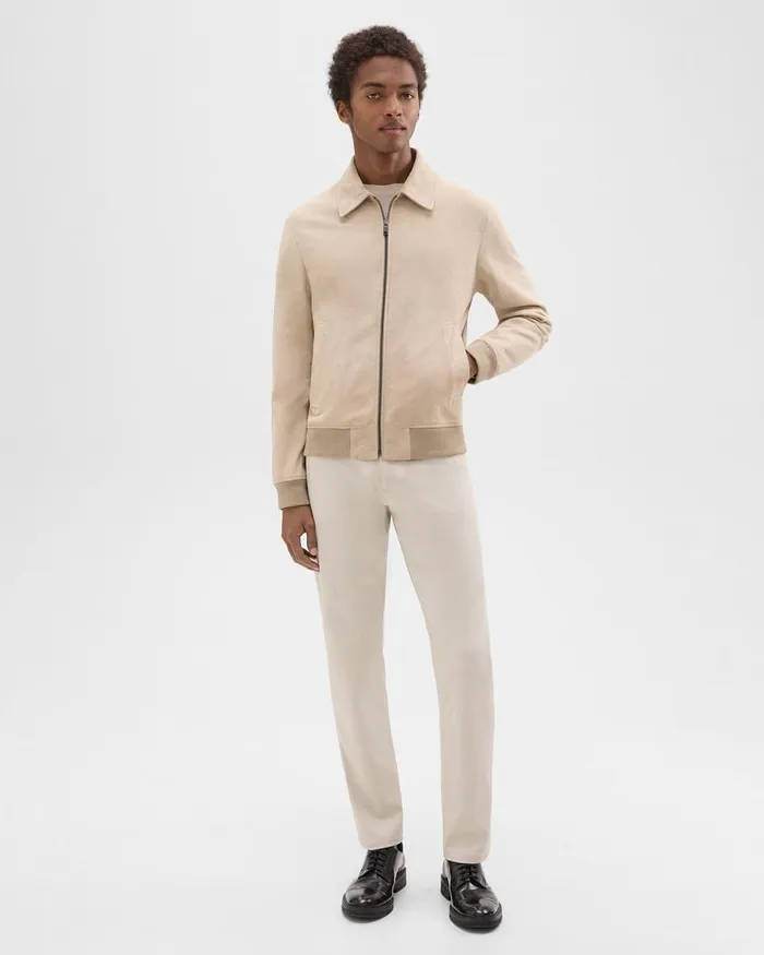 Men Outerwear Theory Wyatt Zip Jacket In Suede Sand