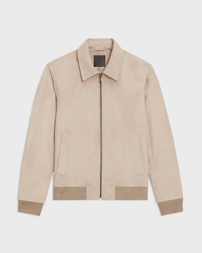 Men Outerwear Theory Wyatt Zip Jacket In Suede Sand