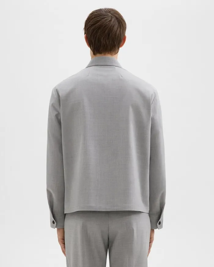Men Outerwear Theory Zip Jacket In Stretch Wool Vapor Melange