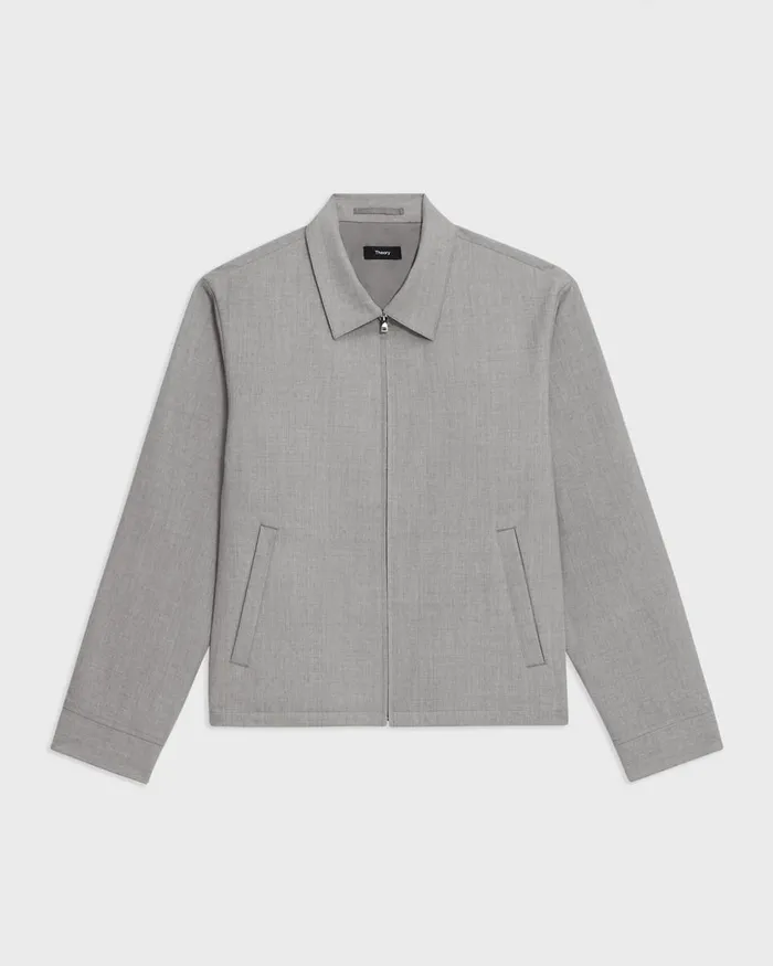 Men Outerwear Theory Zip Jacket In Stretch Wool Vapor Melange