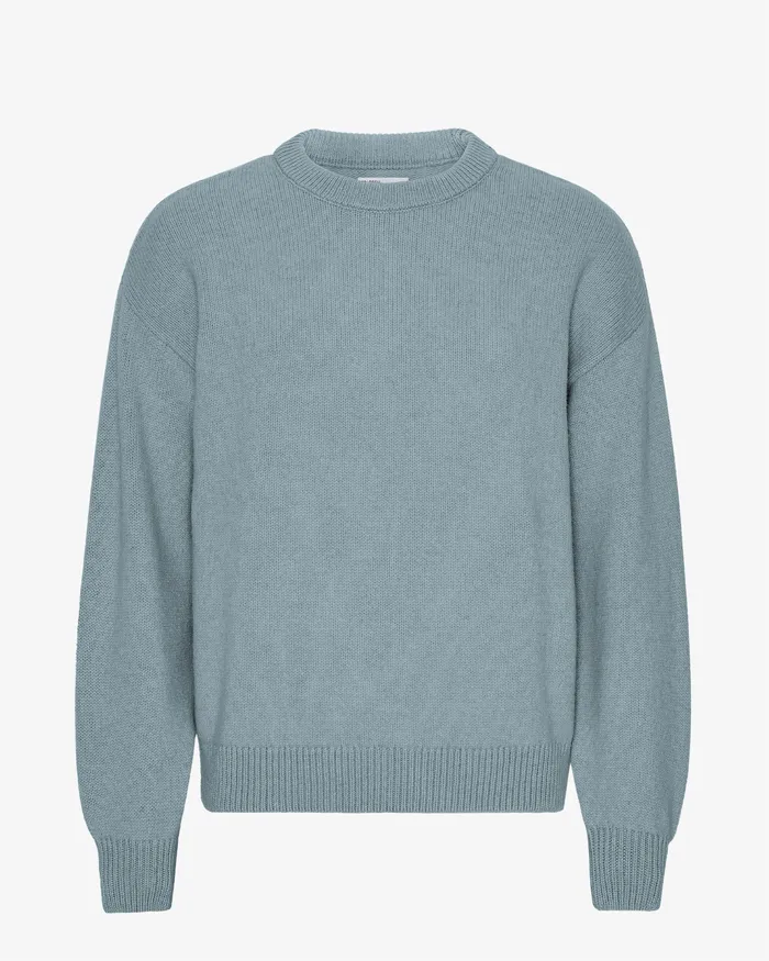 Men Oversized Merino Wool Crew 8211 Stone Blue Knit Sweaters Colorfulstandard