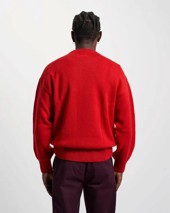 Men Oversized Merino Wool Crew Coffee Brown Colorful Standard Knit Sweaters