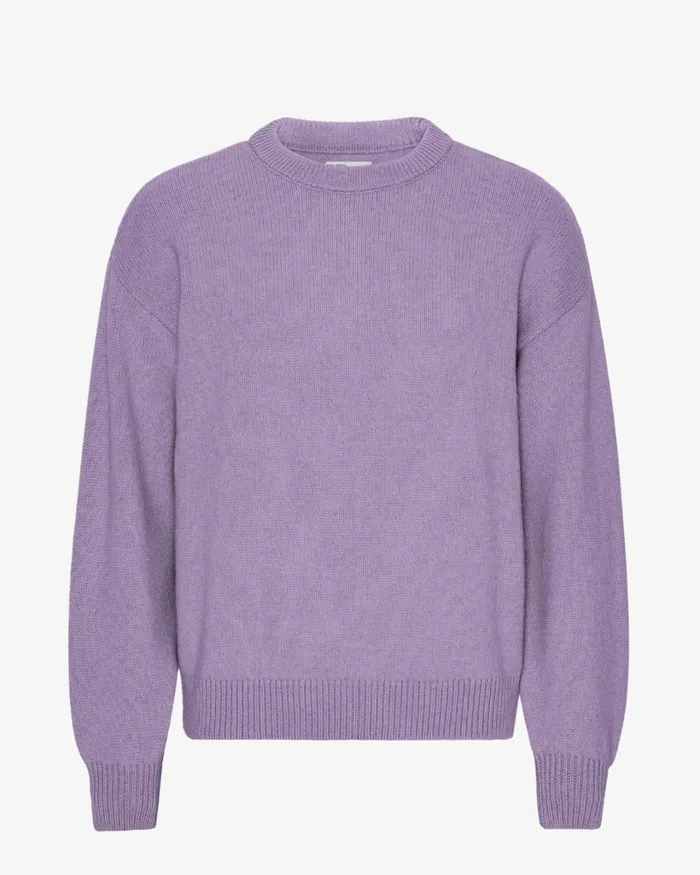 Men Oversized Merino Wool Crew Purple Haze Colorful Standard Knit Sweaters