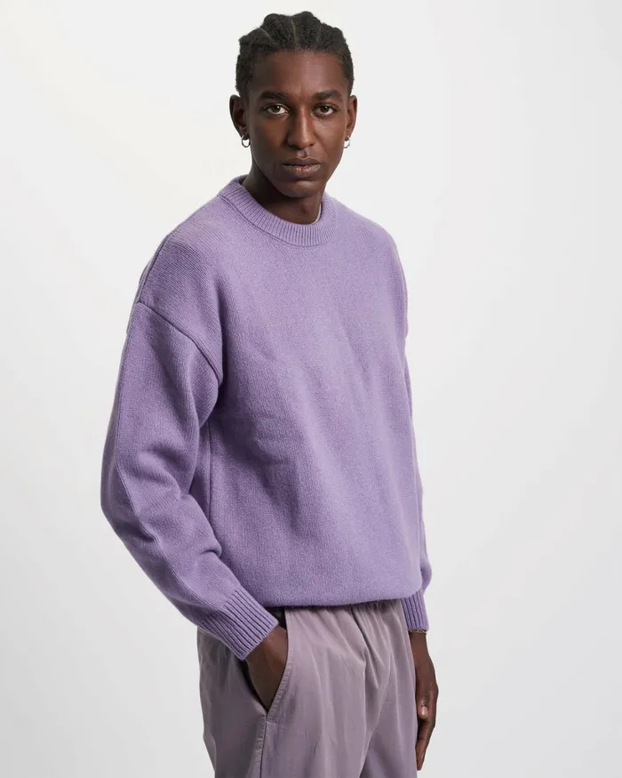 Men Oversized Merino Wool Crew Purple Haze Colorful Standard Knit Sweaters