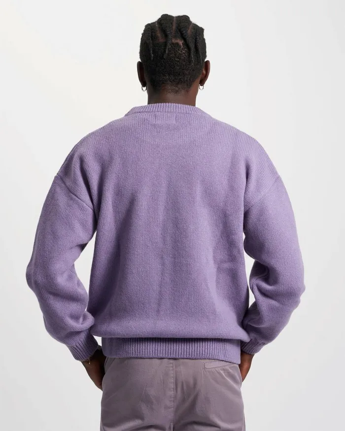 Men Oversized Merino Wool Crew Purple Haze Colorful Standard Knit Sweaters