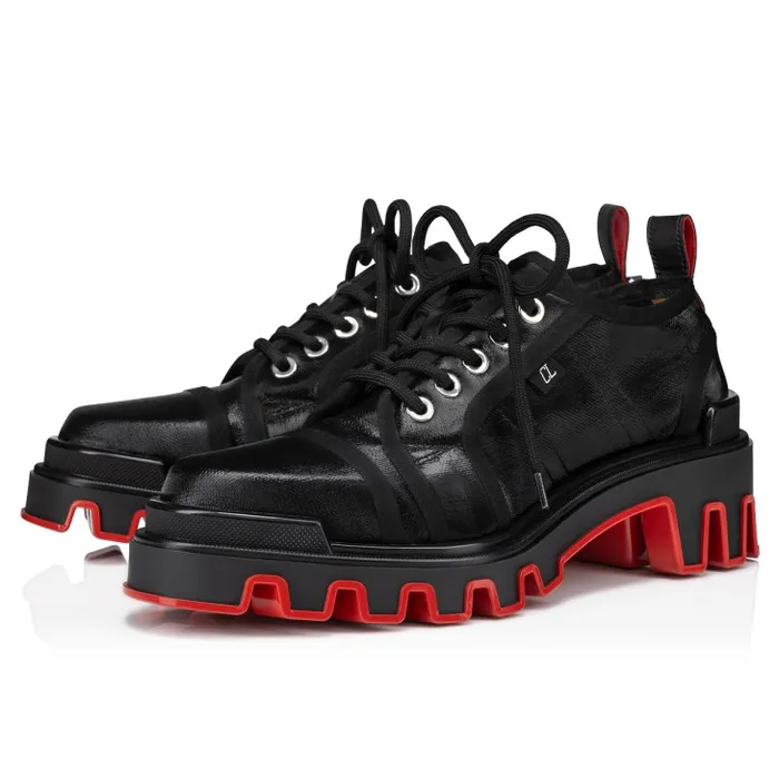 Men Panamic Dune Derbies 8211 Coated Canva And Calf Leather 8211 Black Christian Louboutin Buckles and Laceups