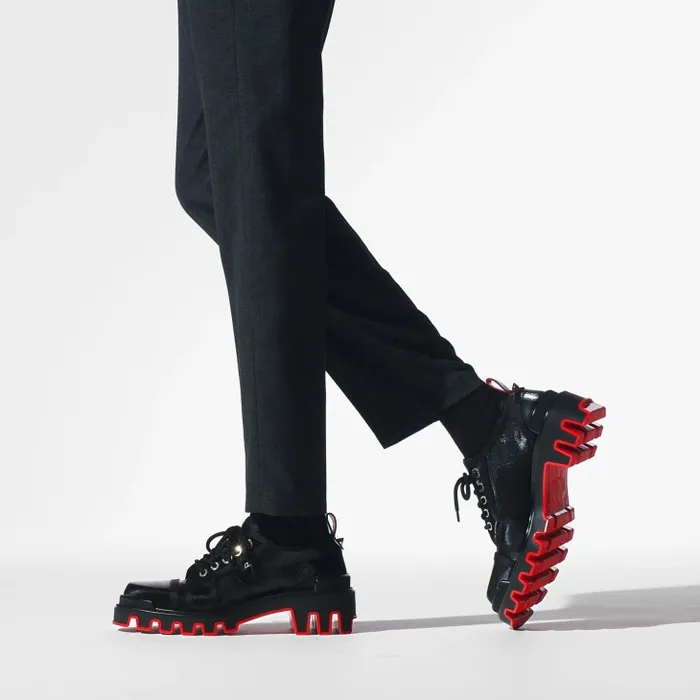 Men Panamic Dune Derbies 8211 Coated Canva And Calf Leather 8211 Black Christian Louboutin Buckles and Laceups