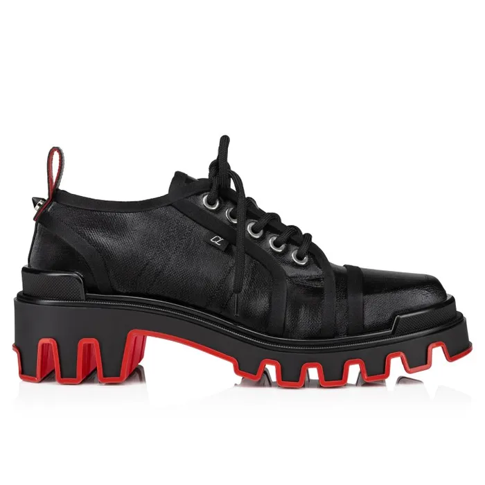 Men Panamic Dune Derbies 8211 Coated Canva And Calf Leather 8211 Black Christian Louboutin Buckles and Laceups