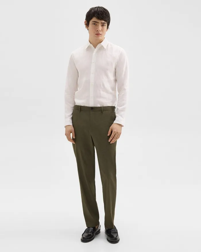 Men Pants Theory Curtis Drawstring Pant In Good Linen Dark Olive