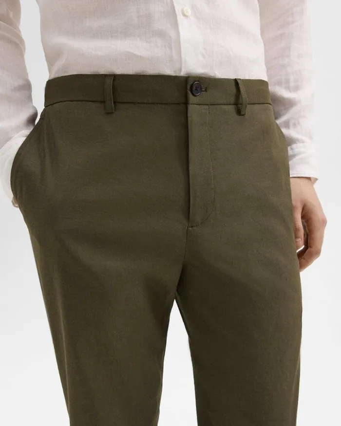 Men Pants Theory Curtis Drawstring Pant In Good Linen Dark Olive