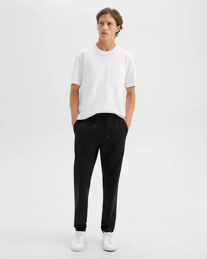 Men Pants Theory Drawstring Pant In Scuba Black