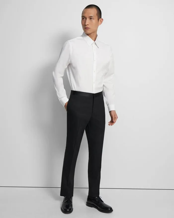 Men Pants Theory Mayer Tuxedo Pant In Stretch Wool Black