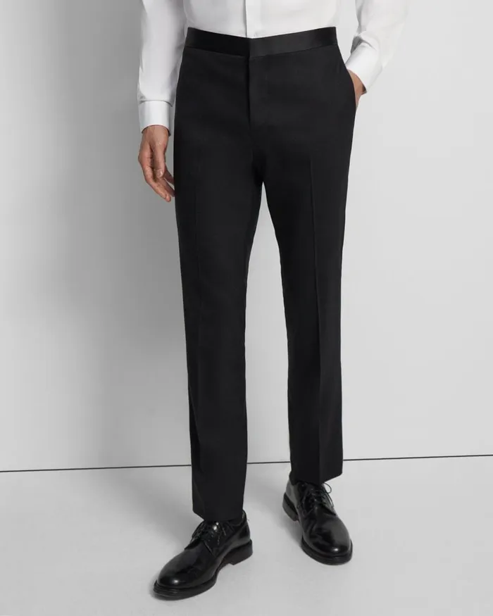 Men Pants Theory Mayer Tuxedo Pant In Stretch Wool Black
