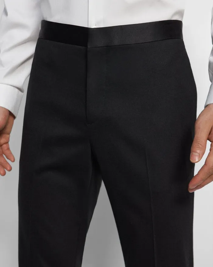 Men Pants Theory Mayer Tuxedo Pant In Stretch Wool Black
