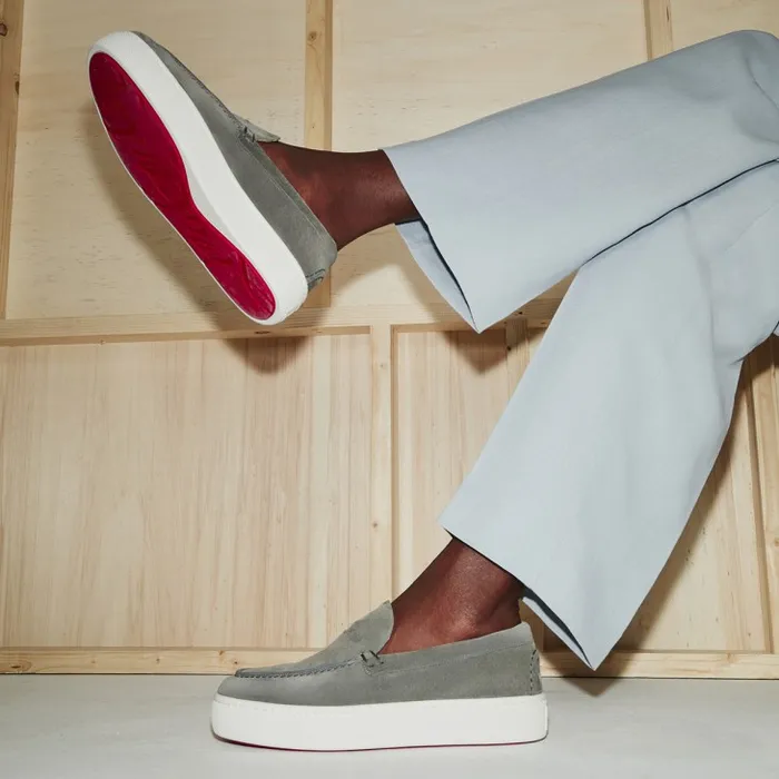 Men Paqueboat Boat Shoes 8211 Calf Leather 8211 Grey Christian Louboutin Sneakers