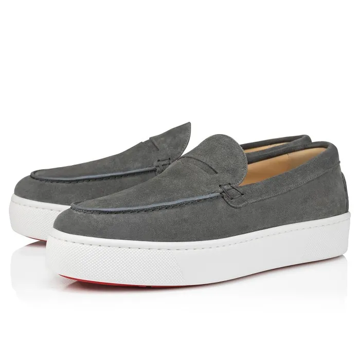 Men Paqueboat Boat Shoes 8211 Calf Leather 8211 Grey Christian Louboutin Sneakers
