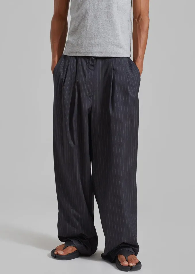 Men Peyton Pleated Pants 8211 Grey Pinstripe The Frankie Shop Bottoms