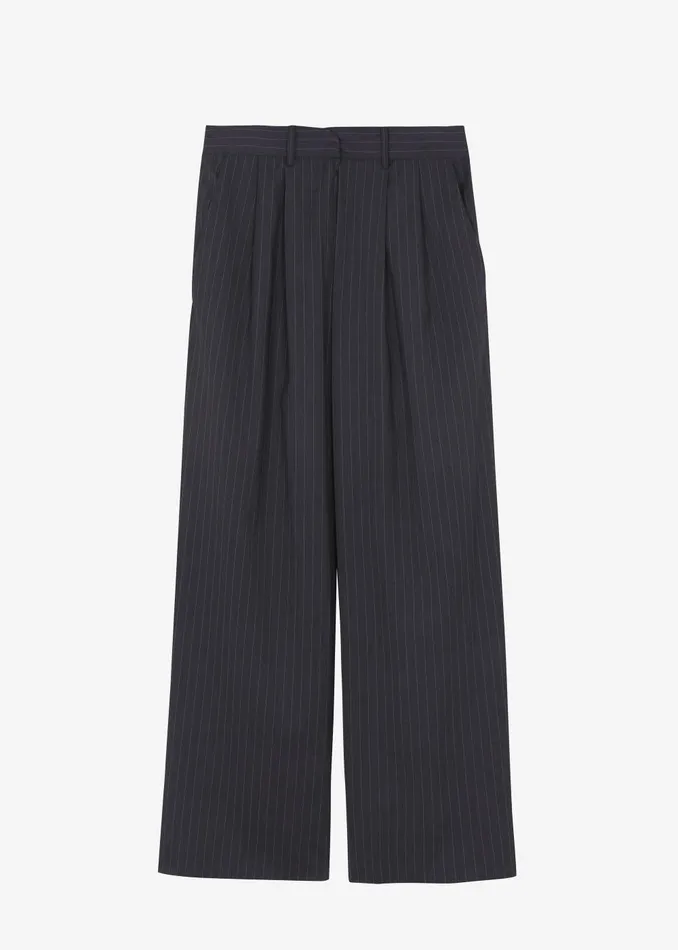 Men Peyton Pleated Pants 8211 Grey Pinstripe The Frankie Shop Bottoms